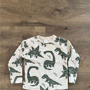 Zara Kids Long Sleeve Shirt with Dinosaur Print - Cream and Green
